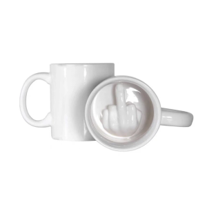 Creative White Middle Finger Ceramic Mug 300ml - Novelty Funny Coffee Milk Cup for Home Office Gift