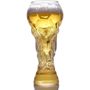 Football Trophy Beer Glass Mug High Borosilicate Glass Cup with Textured Grip for Beer Coffee Iced Drinks Game Day Party Sports Events