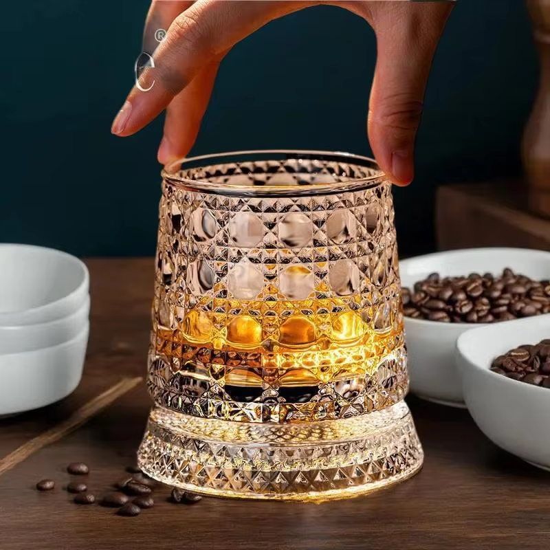 Crystal Whiskey Glass 360 Degree Rotating Tumbler - Unbreakable Tumbler Design with Glass Base for Cocktail Party, Home Drinking & Whiskey Tasting - A - Image 4