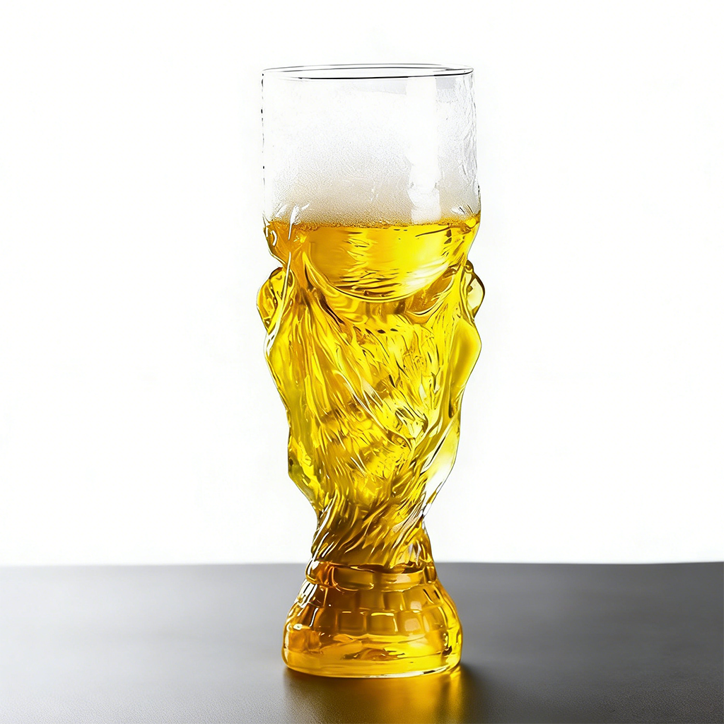 World Cup Large Trophy Beer Glass with Comfortable Grip for Football Match Viewing